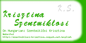 krisztina szentmiklosi business card