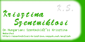 krisztina szentmiklosi business card